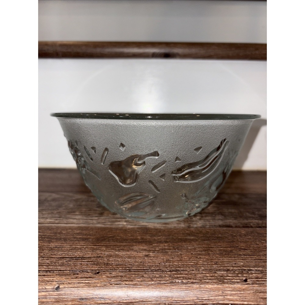 ***VINTAGE** KIG Clear Pressed Glass -Textured Fruits - Bowl - No Visible Damage